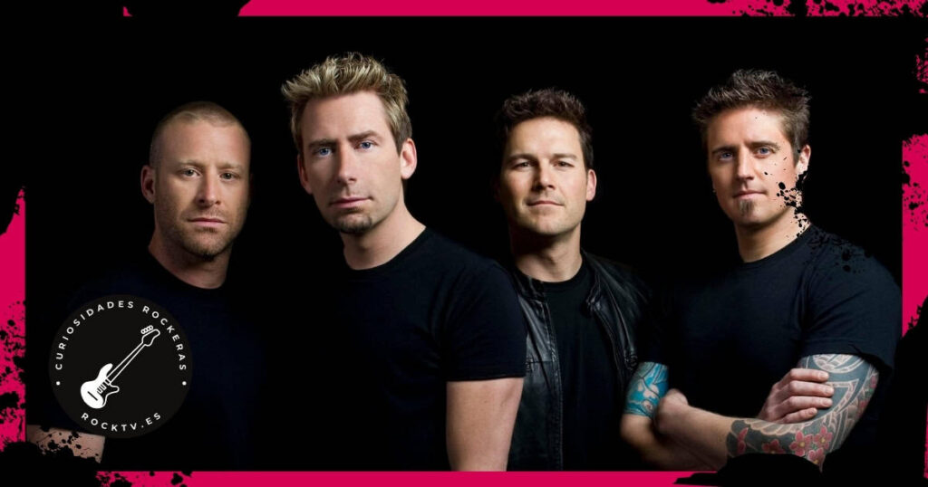 Miembros de Nickelback sobre fondo negro