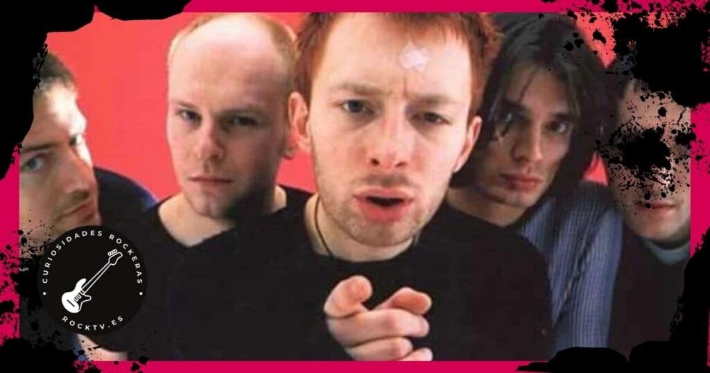 Imagen de Radiohead con fondo rojo